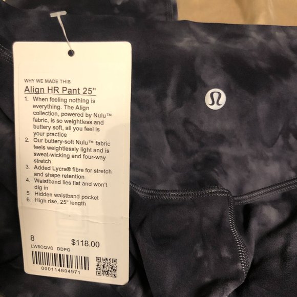 NWT lululemon Align HR Pant 25. Sizes 8 & 12. Diamond Dye Pitch/Graphite Grey - Picture 4 of 10